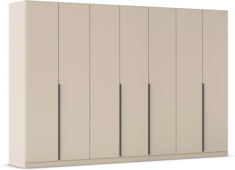 Extrem geraumiger beiger Garderobenschrank mit grosszugiger Breite, praktisches Aufbewahrungsmobel fur Schlafzimmer 315 cm