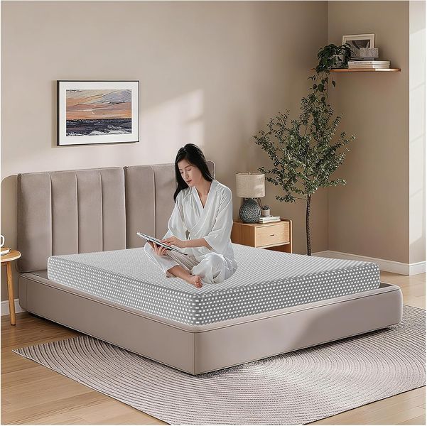 Graue Memory-Foam-Vollmatratze mit mittelfester Stutzkraft und abnehmbarem Schutzbezug, 20 cm Hohe 180 x 200 cm