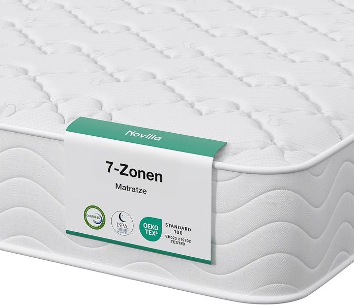 22 cm hohe ergonomische 7-Zonen Taschenfederkernmatratze mit mittlerem Hartegrad H3, Standardgrosse 140 x 200 cm