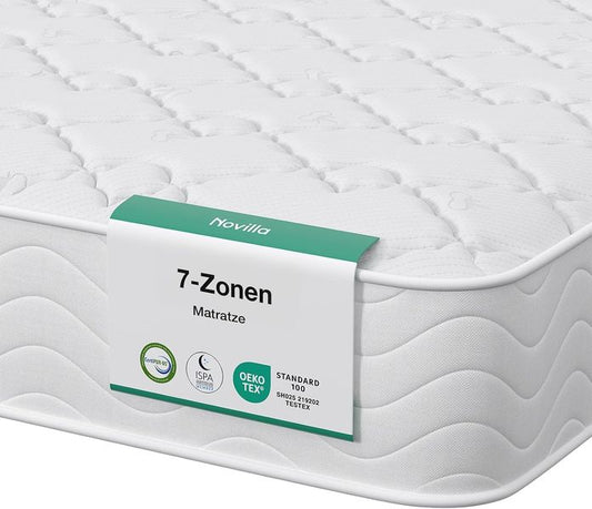 22 cm hohe ergonomische 7-Zonen Taschenfederkernmatratze mit mittlerem Hartegrad H3, Standardgrosse 140 x 200 cm